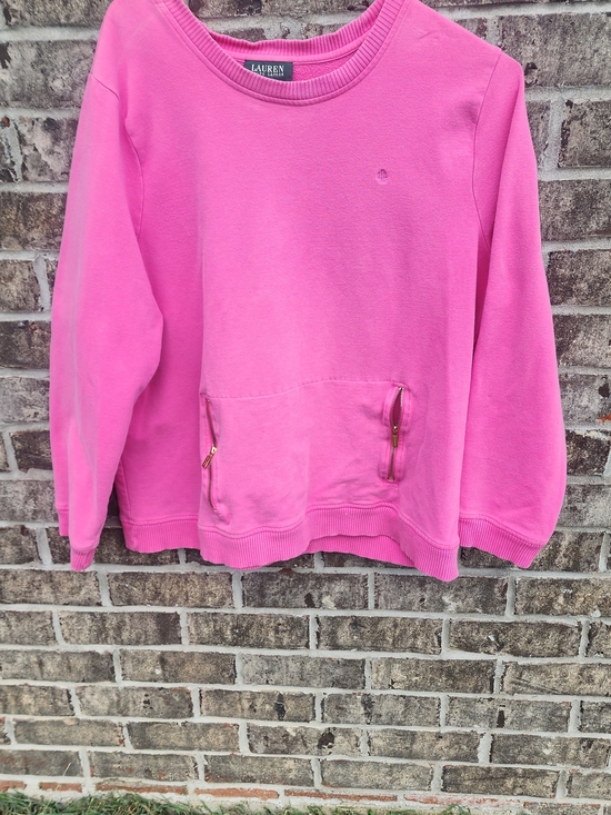 Lauren Ralph Lauren Sweaters - Lauren Ralph Lauren Pink Crewneck Sweatshirt with Zip Pocket Accents